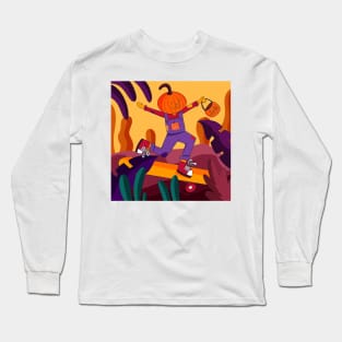 Halloween Pumpkin Skater Long Sleeve T-Shirt